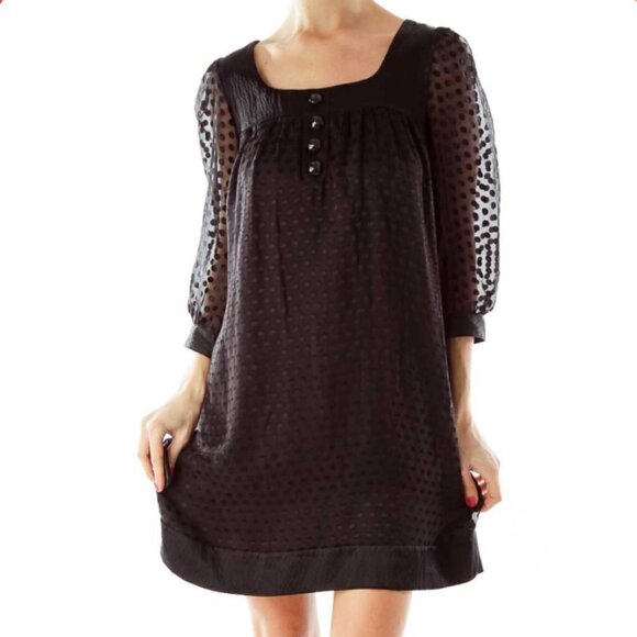 Alice & Trixie Dresses & Skirts - Alice & Trixie Black Polka-Dot Doll Silk Dress